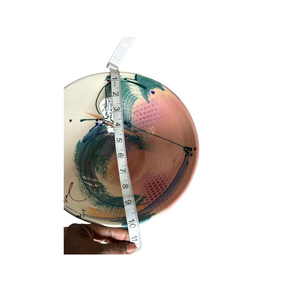 Vintage Studio Art Pottery Bowl Hand Thrown Abstract Splatter Glaze CeramicDecor - Picture 5 of 6